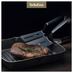 1 PCS 10 Inch Matte Black Kitchen Tong Steak Clamp Double Spatula Clip