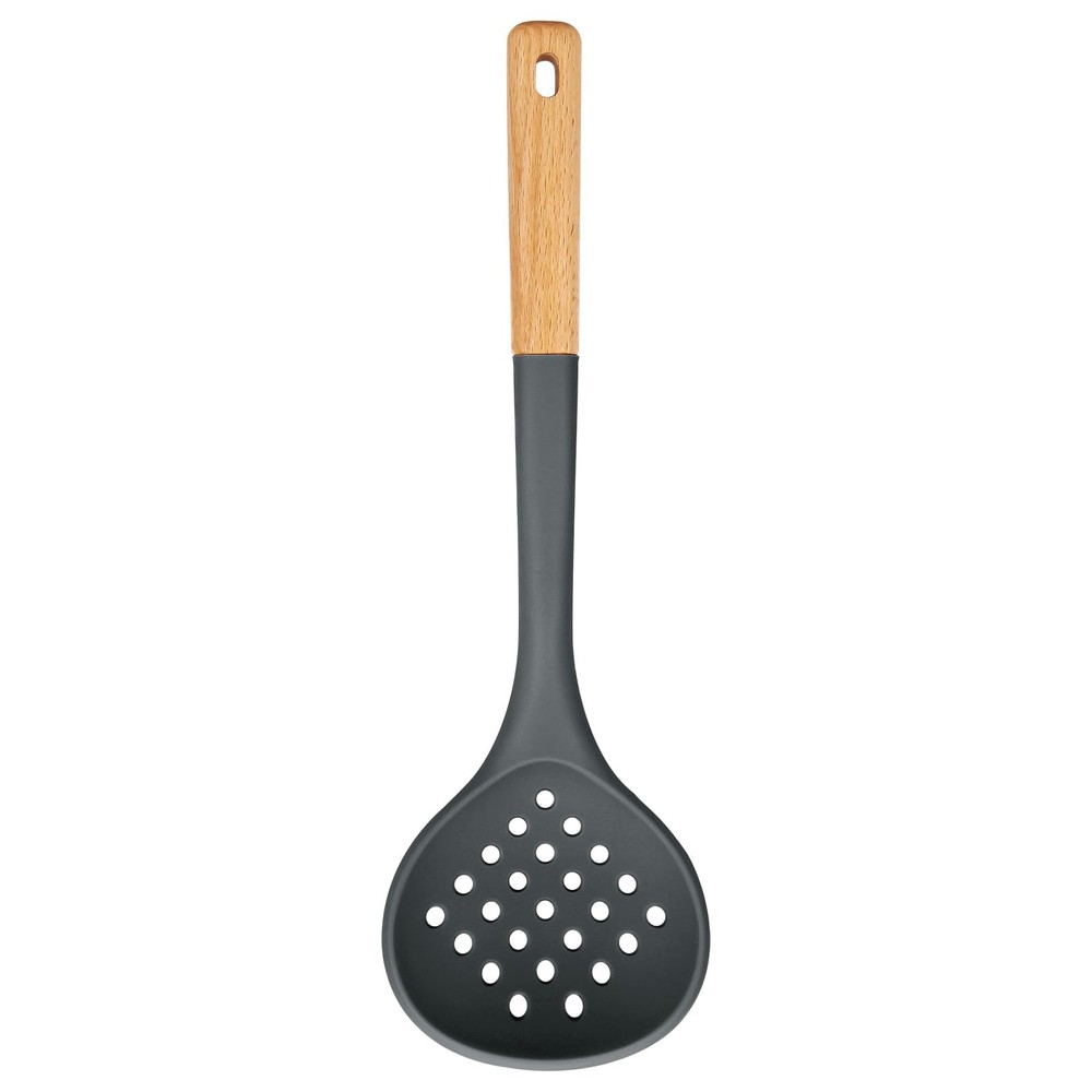 Kitchen Ladle Strainer Large Slotted Spoon Heat Resistant Skimmer Grey Unit
