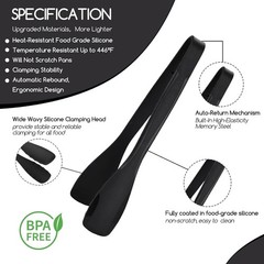 11 Inch Silicone Tongs for Cooking Heat Resistant, Lightweight Non-Scratch St…