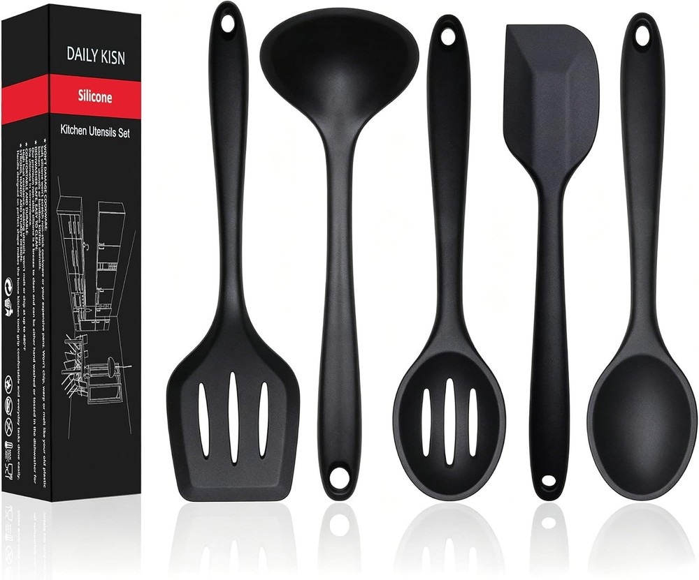 Silicone Kitchen Utensils Set, 5 PCS Heat Resistant Non Stick Cooking Tools, Sil