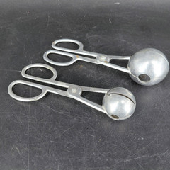 Aluminum Meatball Dumpling Baller Tongs Set 2 Silver Scissor Kitchen Utensil