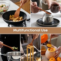 Wooden Cooking Utensils Set Nonstick Spoon Spatula Spreader with Holder 9 Pcs