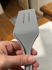 VTG Unbranded Foley-like 2 Slot Nylon Spatula Blue/Gray Slant Edge Angled Prop