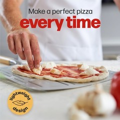 12″ Perforated Pizza Peel, Non-Stick Aluminium Paddle for XL Pizzas, Restaurant