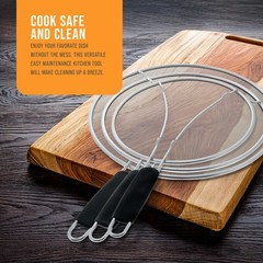 13″, 11.5″, 9.5″ Stainless Steel Fine Mesh Splatter Screen Set, Black Handles