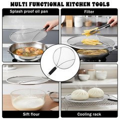 Splatter Screen, 10’’ Stainless Steel for Frying Pan with Grip Handle Fine Mesh