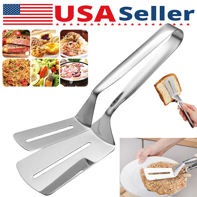 Tongs Steak Clamp Stainless Steel Food Clip Bread Meat BBQ Cooking Kitchen Tool