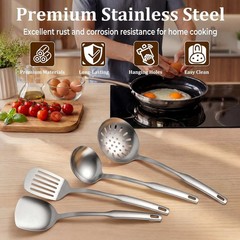 Stainless Steel Cooking Utensils Set, 4 Pieces Kitchen Utensils Set, Heat Res…