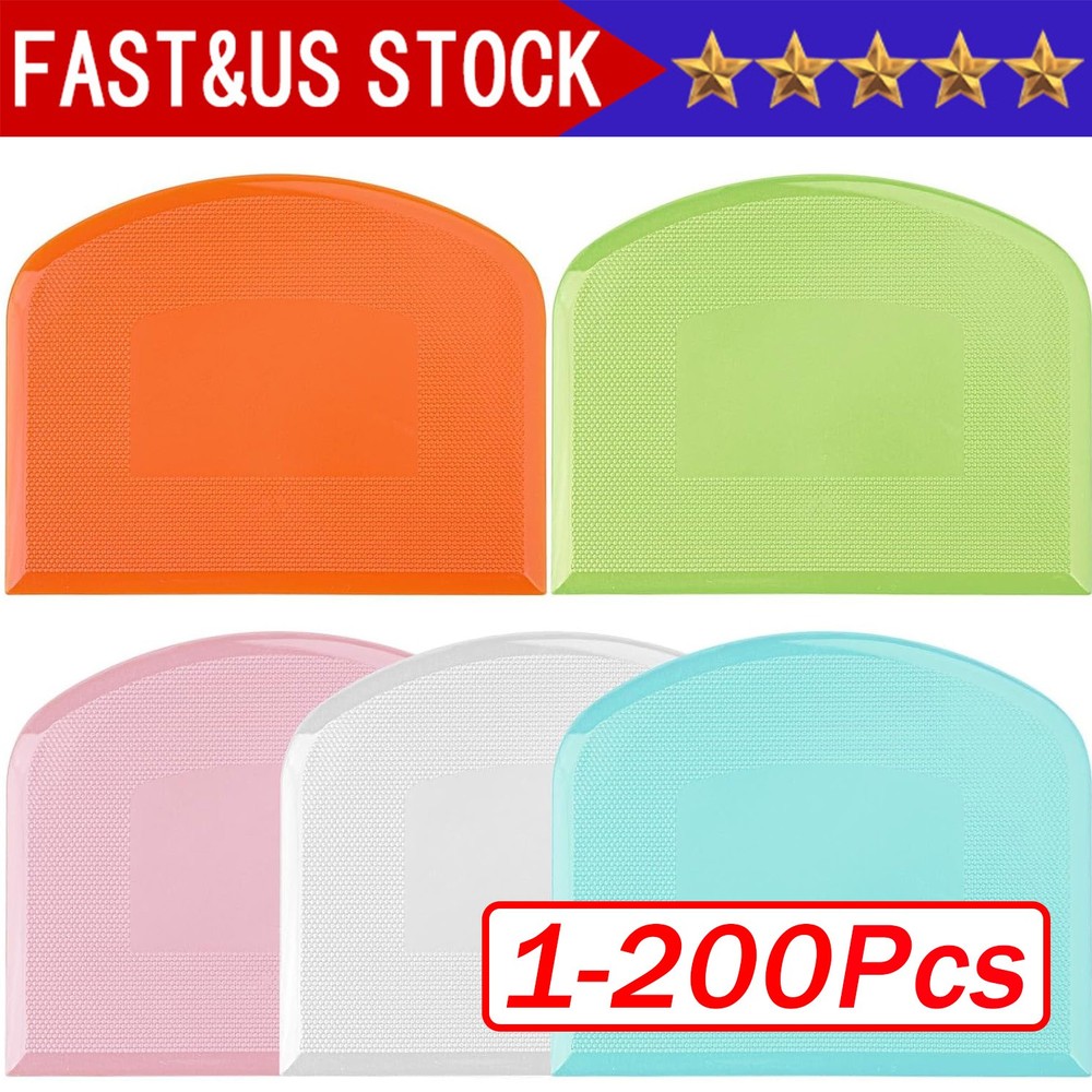 Dough Cutter Dual Sided Flexible Plastic Bowl Scraper for Bread Pizza Pastry