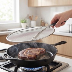 Splatter Screen, 10’’ Stainless Steel for Frying Pan with Grip Handle Fine Mesh