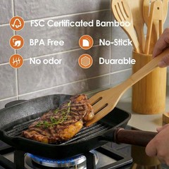 All-Natural Bamboo Cooking Utensil Set of 8 – Perfect for Non-Stick Cookware
