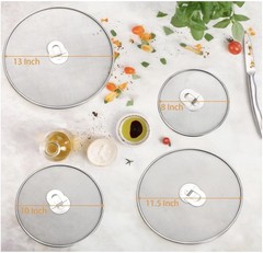 Nicunom 4-Piece Splatter Screen Set Stainless Steel Grease Guard for Frying Pan