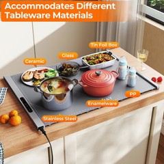 Food Warming Mat Rollable and Portable Electric Warming Tray with Fasting Heatin