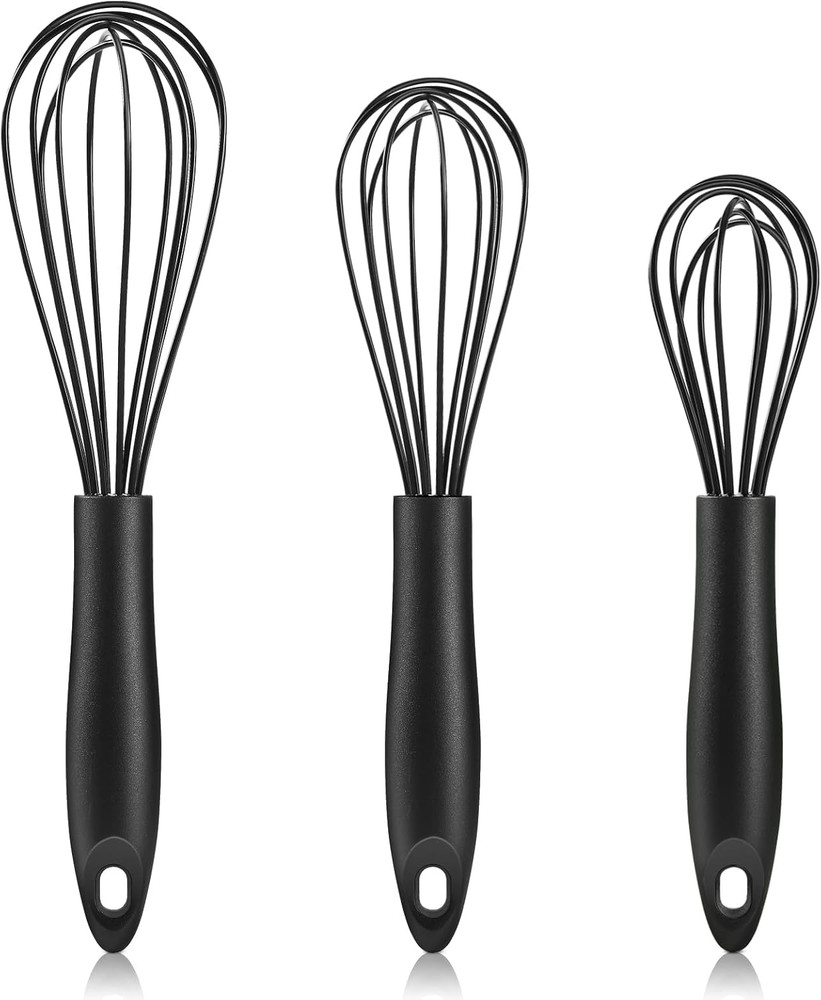 Silicone Whisk Heat Resistant Scratch Whisks Set of 3 Stainless Steel Silicone