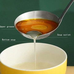 Stainless Steel Colander Soup Spoon Gravy Filter Oil Fat Separator Kitchen Ladle