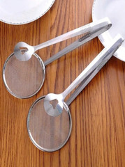 Stainless Steel Oil Filter Spoon with Mesh Wok Clamp for Cooking & Frying