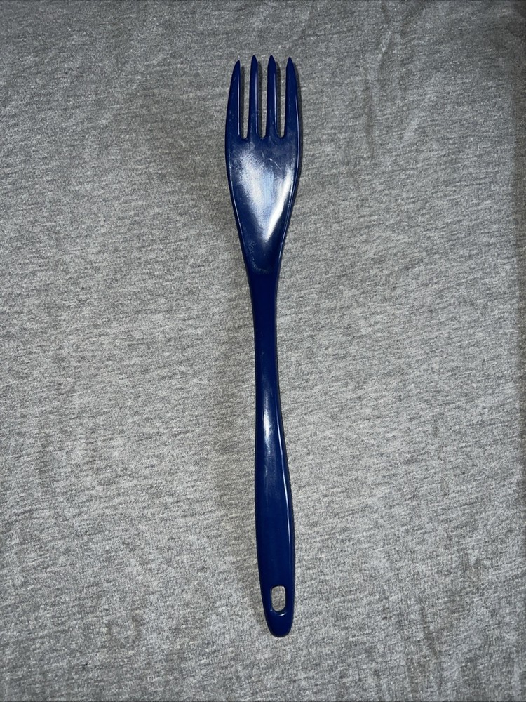 Vintage Melamine Ware Blue Kitchen Utensil Fork Serving China 809 Rare 4 Prong