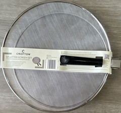 Crofton Stainless Steel Splatter Screen Set 2pc Foldable Handle 12.5″ 11.4″