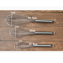 Set of 3 STAINLESS STEEL BALLOON WIRE WHISK SET WHIP MIX STIR BEAT 8/10/12 inch