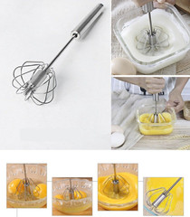 3× Manual Semi Automatic Whisk Egg Beater Mixer Stainless Steel Silver Stirrer