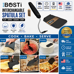 Blue Bosti Adjustable Kitchen Spatula Set Heat Resistant Nonstick Safe PPSU
