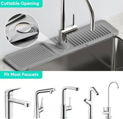 24 Inch Longer Silicone Sink Faucet Mat – Fast Self-Draining Bathroom & Kitchen