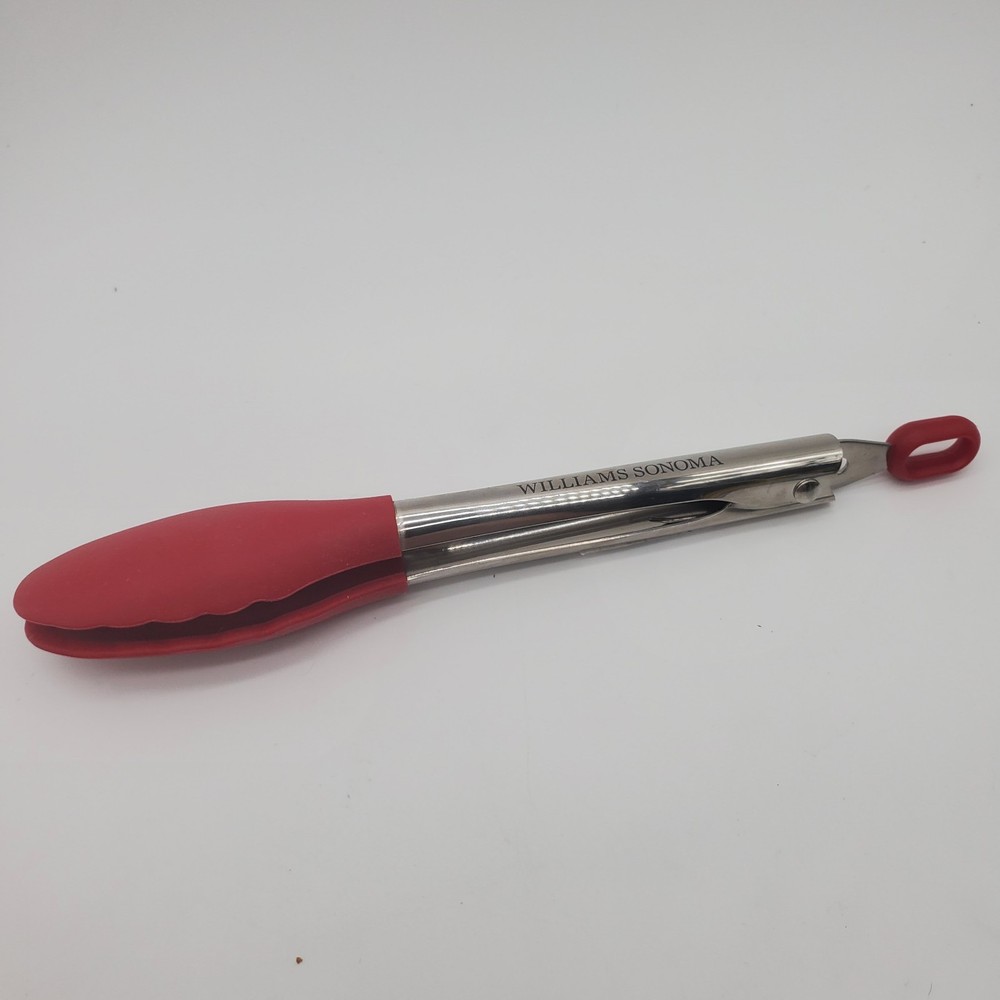 Williams Sonoma Stainless-Steel Silicone Locking Tongs 8″ Red