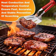 2PCS Mix Stainless Steel Grill Clamp Spatula, Multi-Functional Anti-Scald Extend