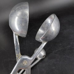 Aluminum Meatball Dumpling Baller Tongs Set 2 Silver Scissor Kitchen Utensil
