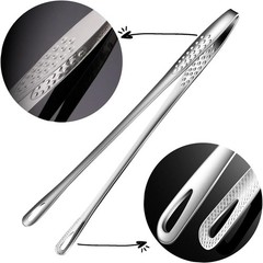 2×Stainless Steel Grill Tongs Kitchen Tweezers Cooking BBQ Steak Clamp Pastry US