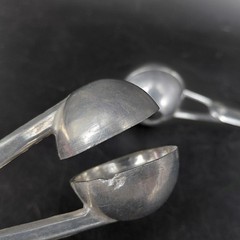 Aluminum Meatball Dumpling Baller Tongs Set 2 Silver Scissor Kitchen Utensil