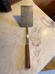 Vintage MCM Stainless Steel Spatula Wood Handle Made in Japan Unbranded 12″