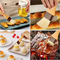 BBQ Basting Brush Set Boar Bristle Wood Handle Pastry Oil Sauce Grill Cooking