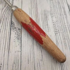 Vintage Chief Slotted Holes Long Spatula Red Wood Handle Farmhouse Rustic Turner