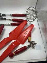 Vintage Red Handled Kitchen Tools And Utensils Lot Of 9
