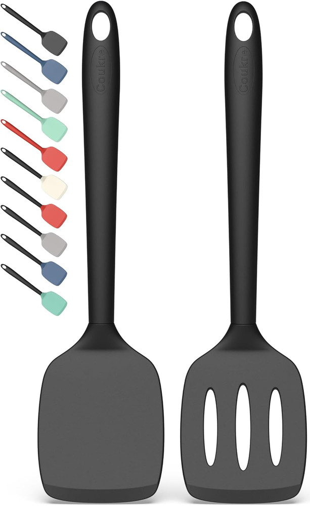 2 Pack Silicone Spatula Set, High Heat Resistant, BPA Free Kitchen Spatula, Soli