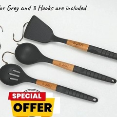 Non Stick Silicone Cooking Kitchen Utensils Set 3 Pcs Dishwasher Safe BPA Free