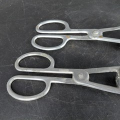 Aluminum Meatball Dumpling Baller Tongs Set 2 Silver Scissor Kitchen Utensil