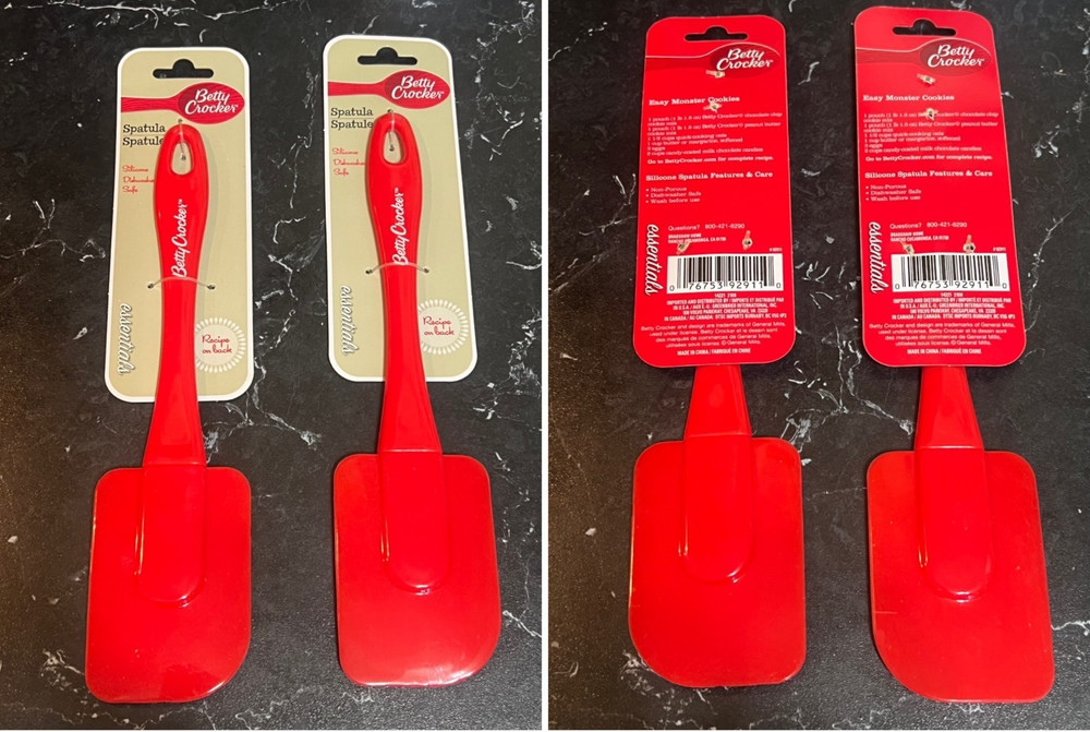 Betty Crocker Essentials Silicone ~ 2 Lots of 2 Spatulas Each Red New! #92911
