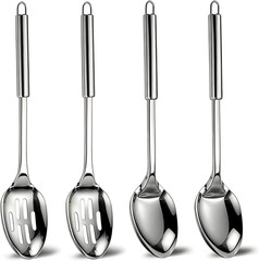 4 Pack Stainless Steel Cooking Spoon Set,Kitchen Large Cooking Spoons with Round