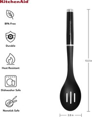 Versatile Black Slotted Spoon Single Unit | Lightweight Dishwasher Safe Kitchen