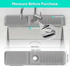 24 Inch Longer Silicone Sink Faucet Mat – Fast Self-Draining Bathroom & Kitchen