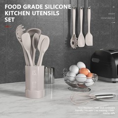 Silicone Cooking Utensils Set Heat Resistant 446°F Kitchen Tools BPA Free Dis…