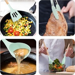 5P Kitchen Utensils Set Silicone Cooking Tools Wooden Handle Non-Stick Cookware