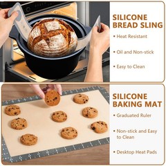 Best Bread Making Tools Set of 7 Including Silicone Pastry Mat, Round Baking