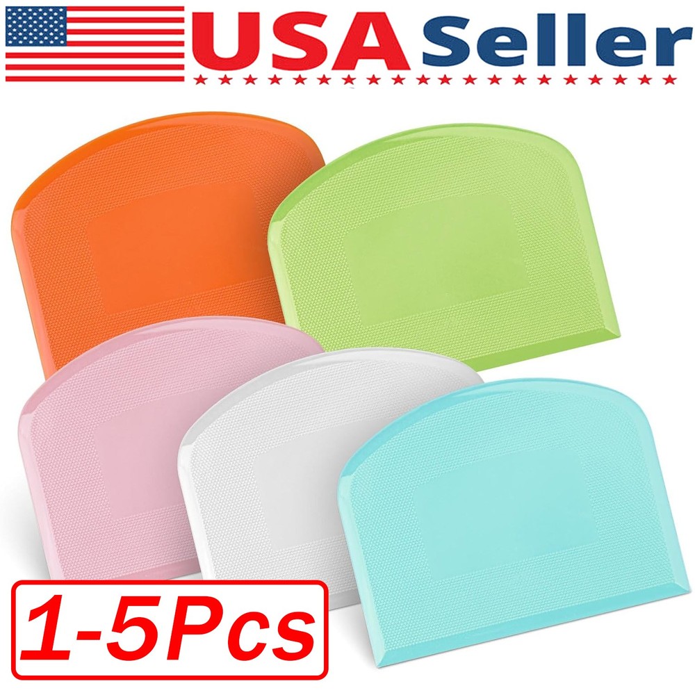 Dough Cutter Dual Sided Flexible Plastic Bowl Scraper for Bread Pizza Pastry