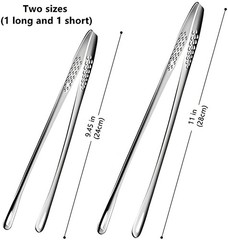 2×Stainless Steel Grill Tongs Kitchen Tweezers Cooking BBQ Steak Clamp Pastry US