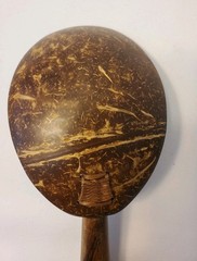 2 Coconut Shell Ladle Spoons Wooden Handle Polished Eco-friendly Biodegradable