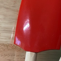 Le Creuset Craft Series Cerise Silicone Spatula Set of 3 Wood Handle Red USED