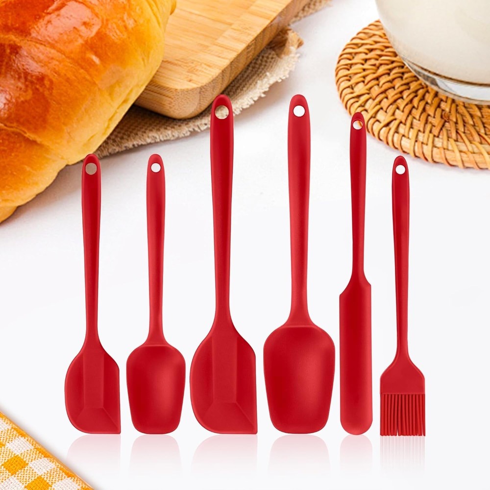 Silicone Spatula Set 6 Pack Food Grade Kitchen Utensils with Silicone Brush
